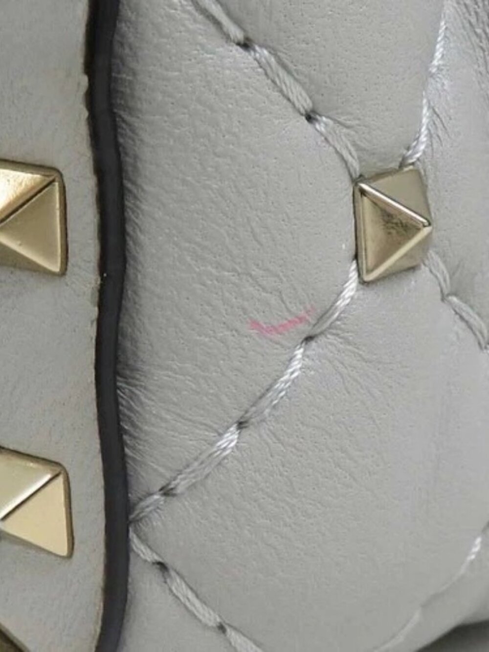 Auth Valentino Garavani Rockstud Handbag Shoulder Bag Light Gray/Gold - e61152g - Picture 11 of 16